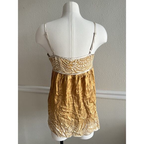 The Limited Gold Mustard Semi-sheer Y2K Tank Babydoll Fairy silk Blend Sz.‎ M - Picture 2 of 7